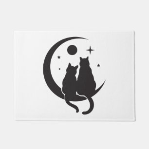 Katze und Mond  Fußmatte