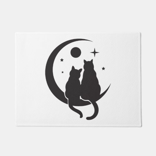 Katze und Mond Fußmatte (Vorderseite)