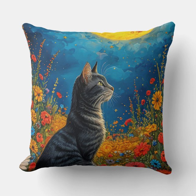 Katze und Mond Kissen (Vorderseite)
