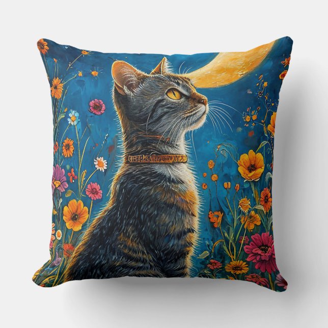 Katze und Mond Kissen (Vorderseite)