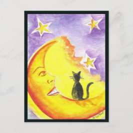 Katze und Mond Postkarte