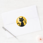 Katze und Mond Runder Aufkleber (Umschlag)
