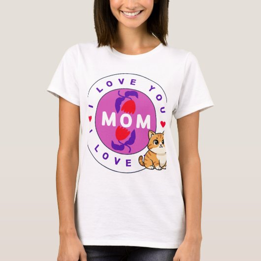 Katze und Mutter Design T-Shirt (Vorderseite)