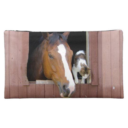 Katze und Pferd - Pferderanch - Pferdeliebhaber Kosmetiktasche