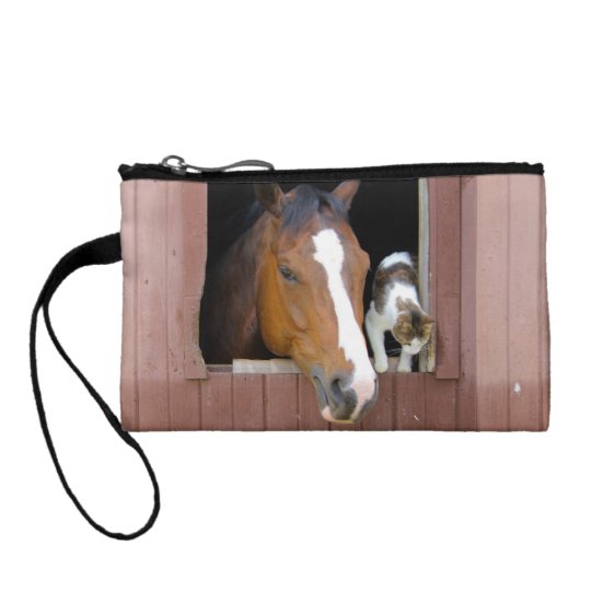 Katze und Pferd - Pferderanch - Pferdeliebhaber Münzbeutel