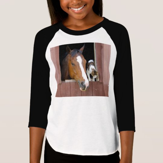 Katze und Pferd - Pferderanch - Pferdeliebhaber T-Shirt