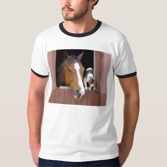 Katze und Pferd - Pferderanch - Pferdeliebhaber T-Shirt