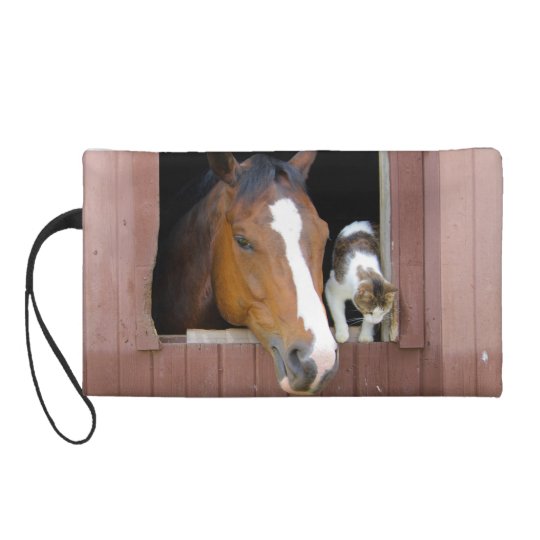 Katze und Pferd - Pferderanch - Pferdeliebhaber Wristlet Handtasche