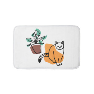 Katze und Pflanze Badematte