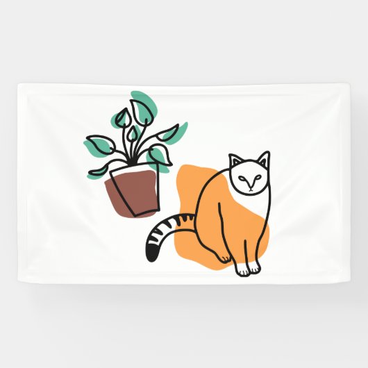 Katze und Pflanze Banner (Horizontal)