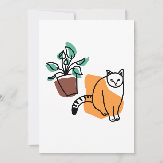 Katze und Pflanze Einladung (Vorderseite)