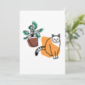 Katze und Pflanze Einladung (Stehend Vorderseite)