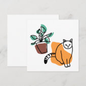 Katze und Pflanze Einladung (Vorne/Hinten)