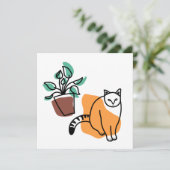 Katze und Pflanze Einladung (Stehend Vorderseite)