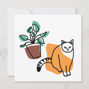 Katze und Pflanze Einladung