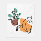 Katze und Pflanze Fleecedecke (Vorderseite)
