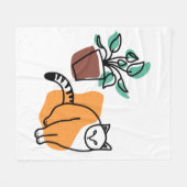 Katze und Pflanze Fleecedecke (Vorderseite (Horizontal))