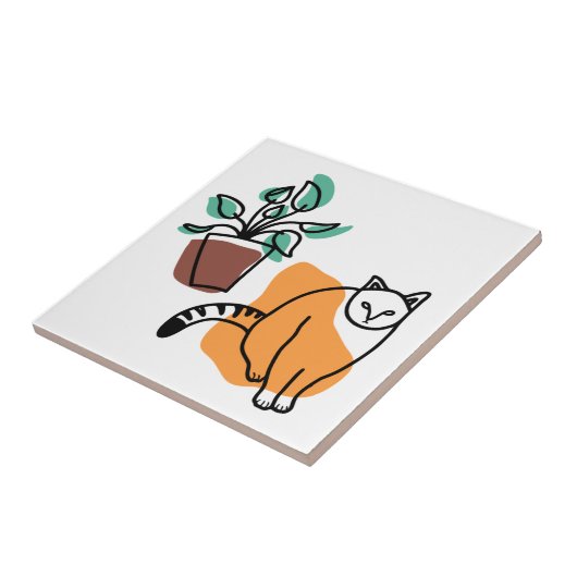 Katze und Pflanze Fliese (Seite)