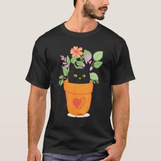 Katze und Pflanze für Pflanzen Gärtner Gartenarbei T-Shirt