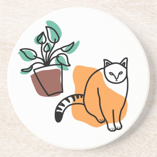 Katze und Pflanze Getränkeuntersetzer (Vorne)