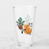 Katze und Pflanze Glas (Rückseite)