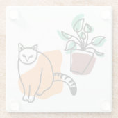 Katze und Pflanze Glasuntersetzer (Rückseite)