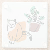 Katze und Pflanze Glasuntersetzer (Rückseite)