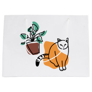 Katze und Pflanze Große Geschenktüte