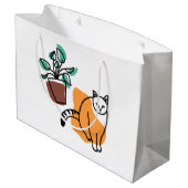 Katze und Pflanze Große Geschenktüte (Rückseite Schrägansicht)