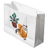 Katze und Pflanze Große Geschenktüte (Vorderseite Schrägansicht)