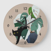 Katze und Pflanze Große Wanduhr (Vorderseite)