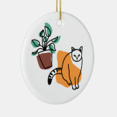 Katze und Pflanze Keramik Ornament (Rechts)