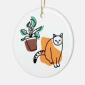Katze und Pflanze Keramik Ornament (Links)