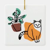 Katze und Pflanze Keramikornament (Rückseite)