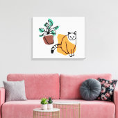 Katze und Pflanze Leinwanddruck (Insitu (Wohnzimmer))