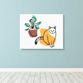 Katze und Pflanze Leinwanddruck (Insitu (Holzboden))