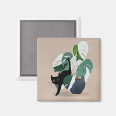Katze und Pflanze Magnet (Vorderseite/Rückseite)