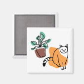 Katze und Pflanze Magnet (Vorderseite/Rückseite)