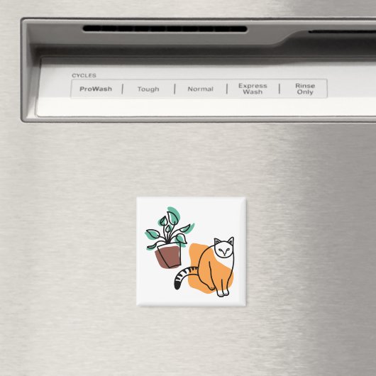 Katze und Pflanze Magnet (In Situ (Geschirrspüler))