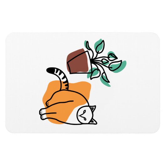 Katze und Pflanze Magnet (Horizontal)