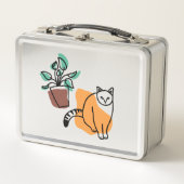 Katze und Pflanze Metall Brotdose (Vorderseite)