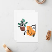 Katze und Pflanze Mitteilungskarte (Vorderseite/Rückseite Beispiel)
