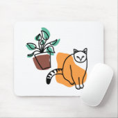 Katze und Pflanze Mousepad (Mit Mouse)