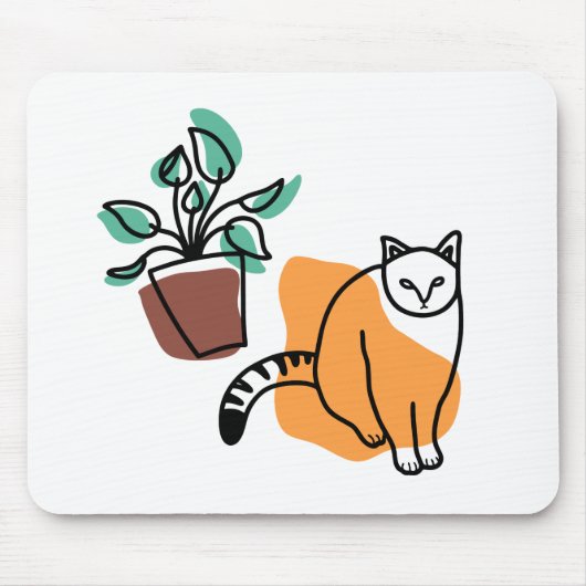 Katze und Pflanze Mousepad (Vorne)