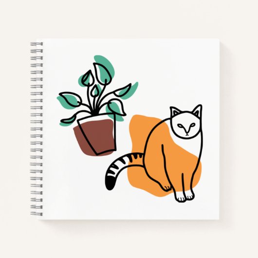 Katze und Pflanze Notizblock (Vorderseite)