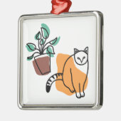 Katze und Pflanze Ornament Aus Metall (Links)