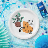 Katze und Pflanze Pappteller (Party)