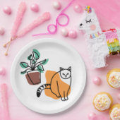 Katze und Pflanze Pappteller (Party)