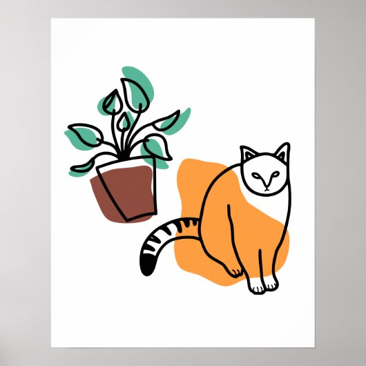 Katze und Pflanze Poster (Vorne)
