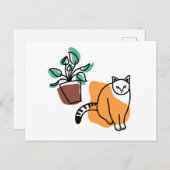 Katze und Pflanze Postkarte (Vorne/Hinten)